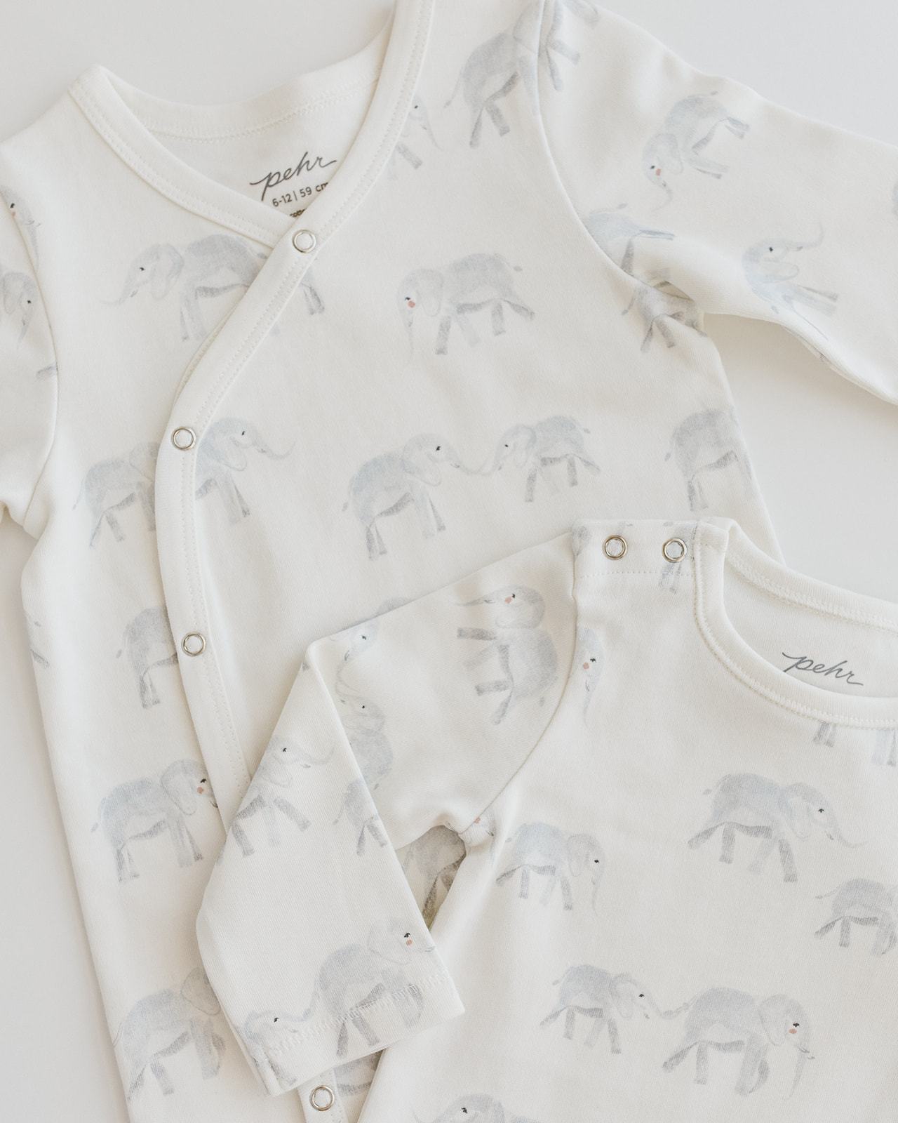Elephant Print Organic Cotton Long Sleeve One Piece