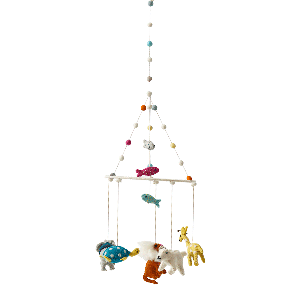 Pehr Noah's Ark Classic Mobile. Ethically Handmade using 100% wool and AZO-Free dyes. Mobile with Animals.