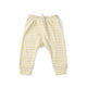 Pehr Marigold Organic Harem Pant. GOTS Certified Organic Cotton & Dyes. White with gold stripes.